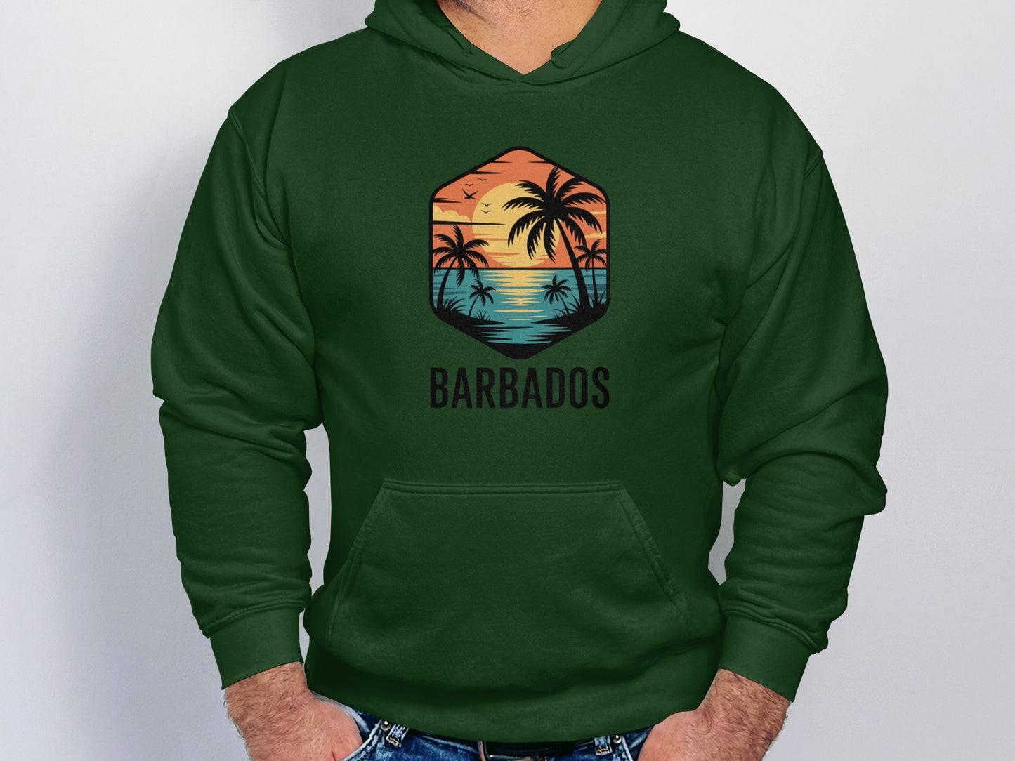 Barbados Sunset Palm Trees Design Hoodie product type