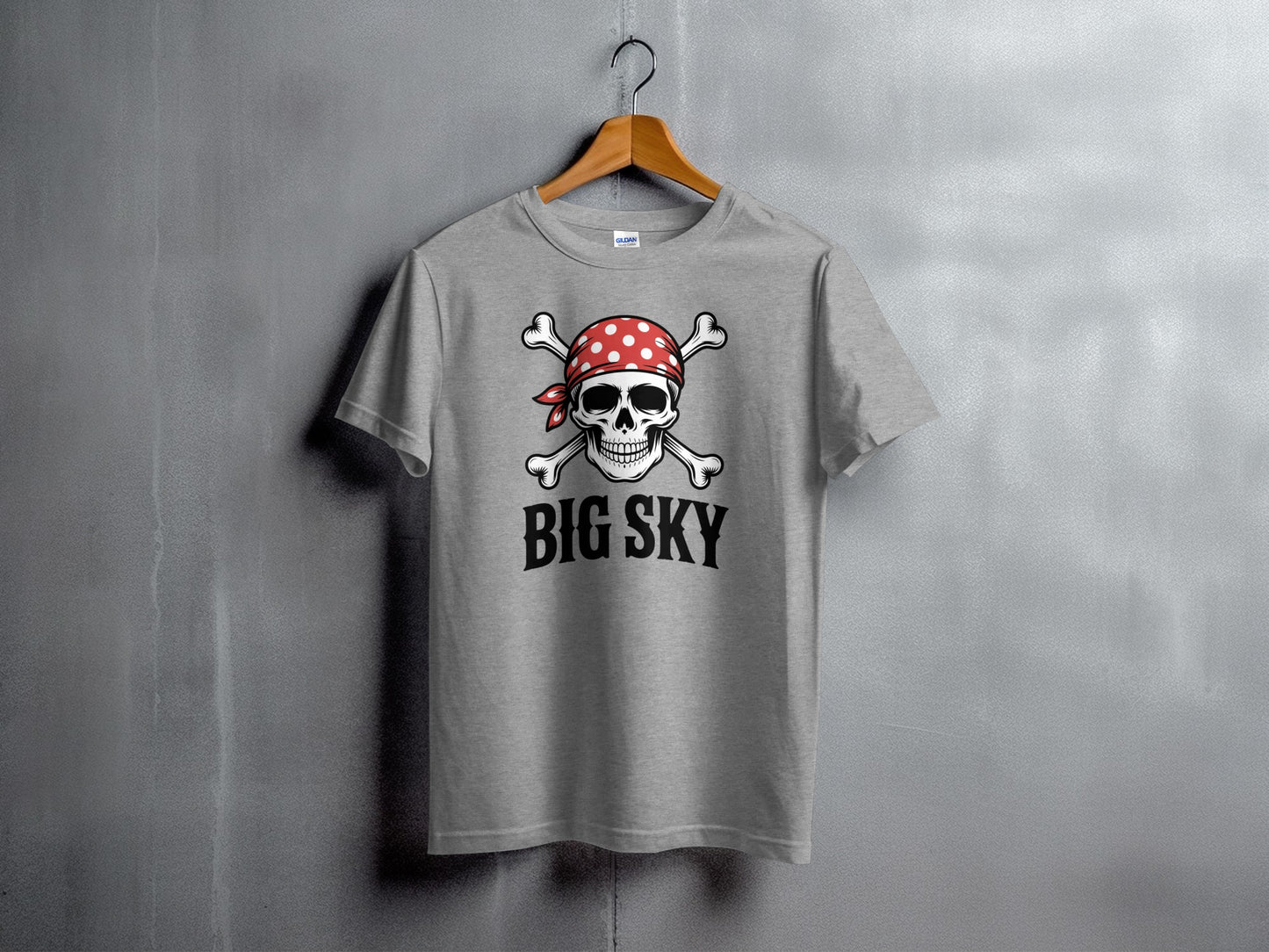 Big Sky Red Bandana Skull Graphic T-shirt product type
