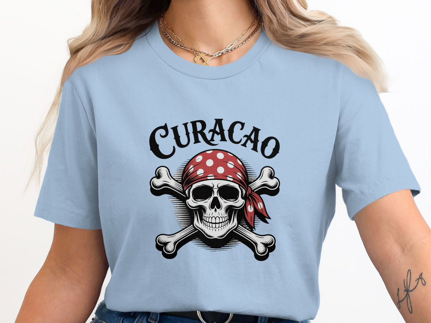 Curacao Skull Crossbones Design Graphic Tshirt product type