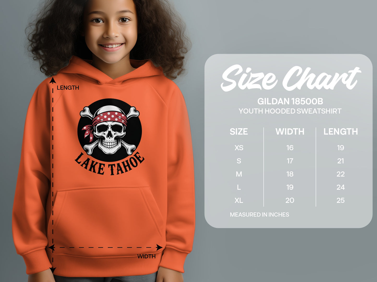 Lake Tahoe Skull and Bones Youth Hooded Sweatshirt product type