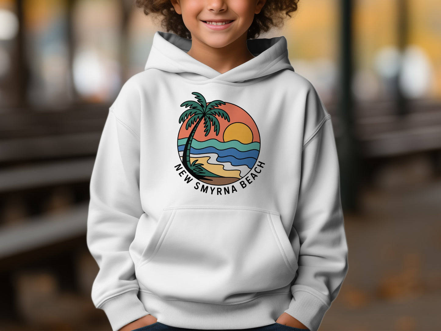 New Smyrna Beach Palm Tree Design Hoodie product