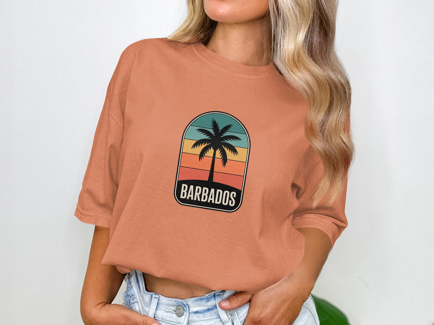 Vintage Barbados Sunset Palm Tree Graphic T-shirt product