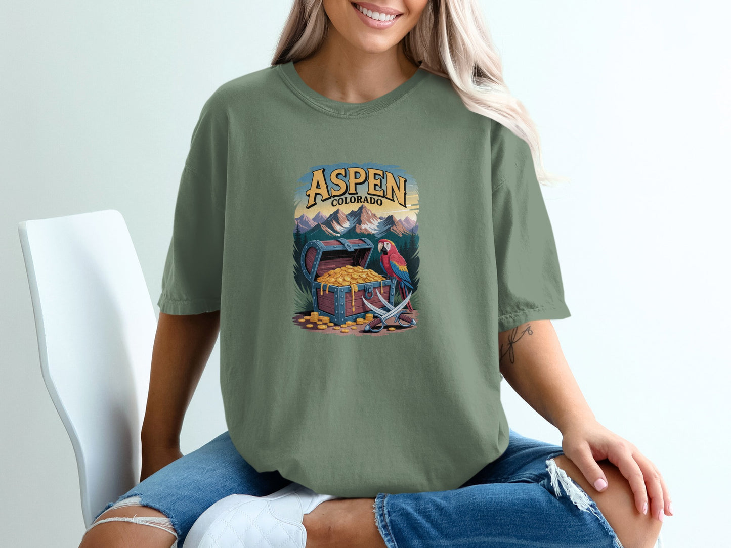 Aspen Colorado Scenic Parrot Art Graphic T-shirt product type