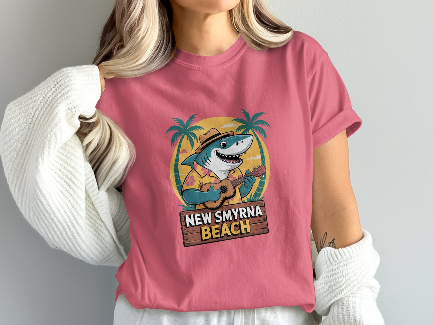 New Smyrna Beach Shark Cartoon Graphic T-Shirt product