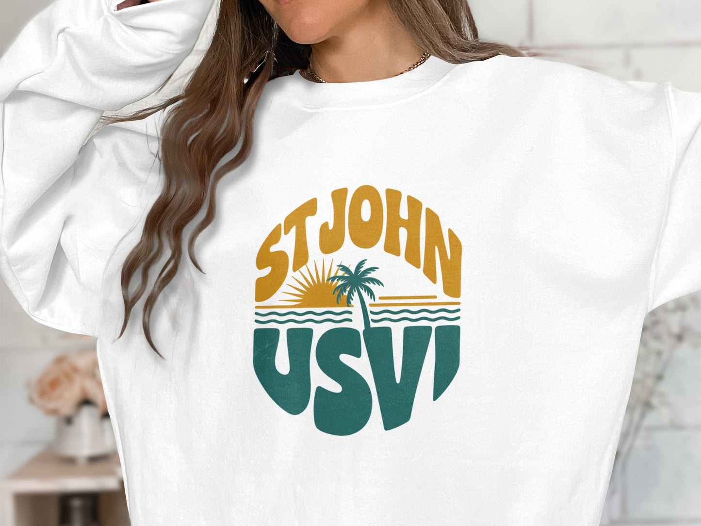 St John USVI Printed Long Sleeve Sweatshirt product