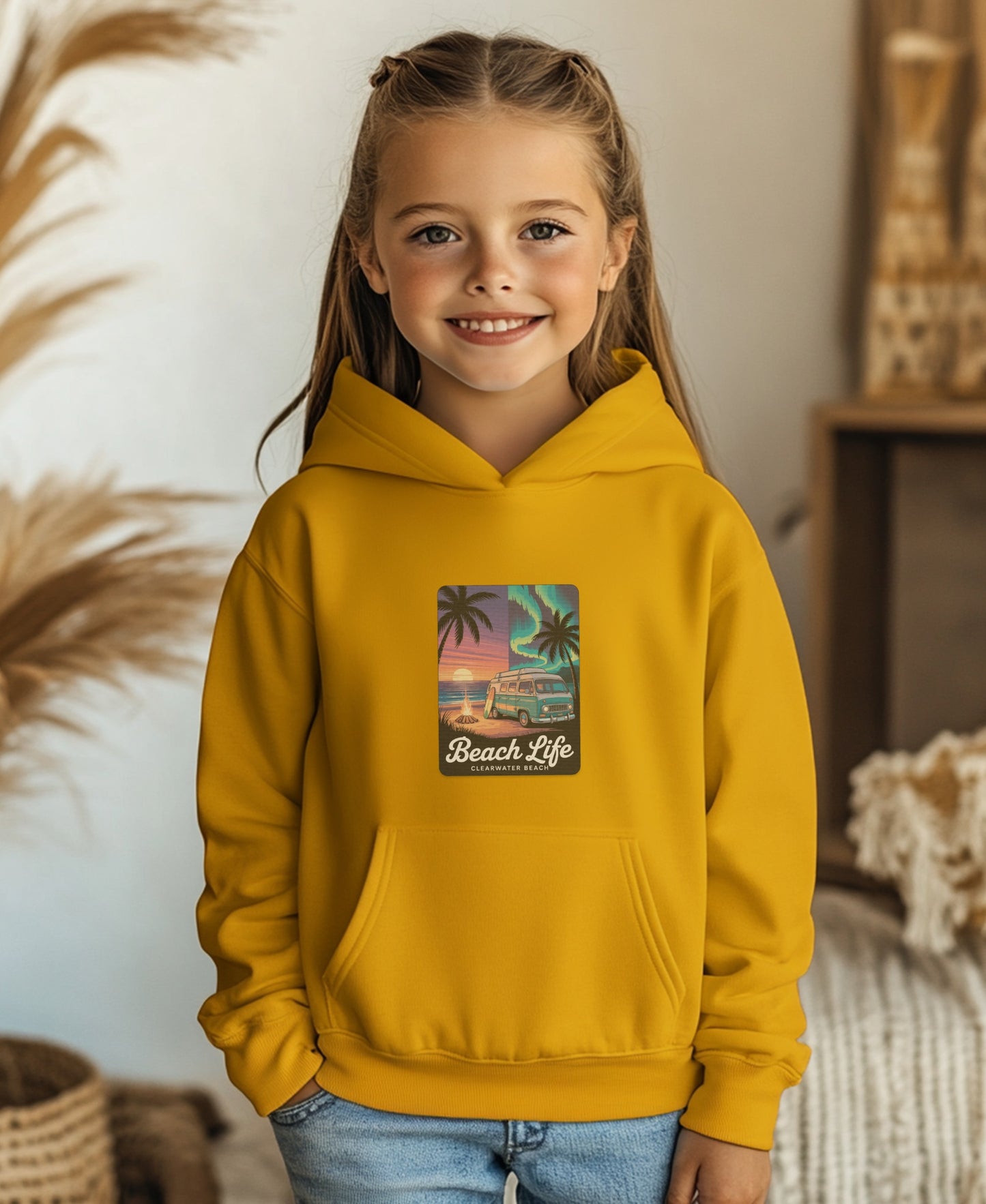 Beach Life Themed Pullover Hoodie for Kids product type
