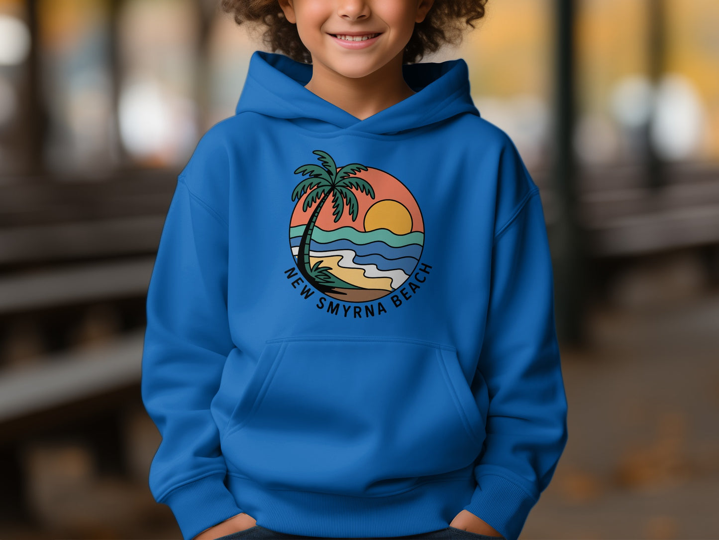 New Smyrna Beach Tropical Print Hooded Sweatshirt product