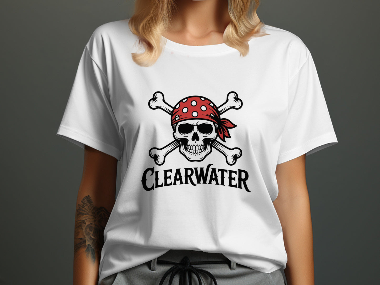 Pirate Skull with Crossbones Clearwater T-shirt product