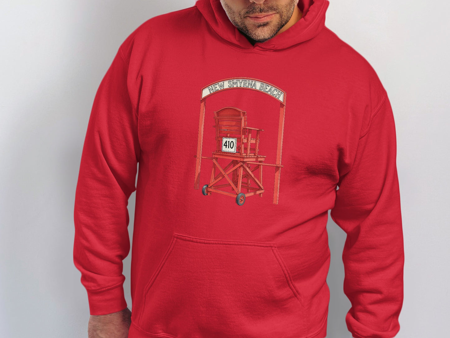 Stylish Red Hoodie with Lifeguard Station Print product type