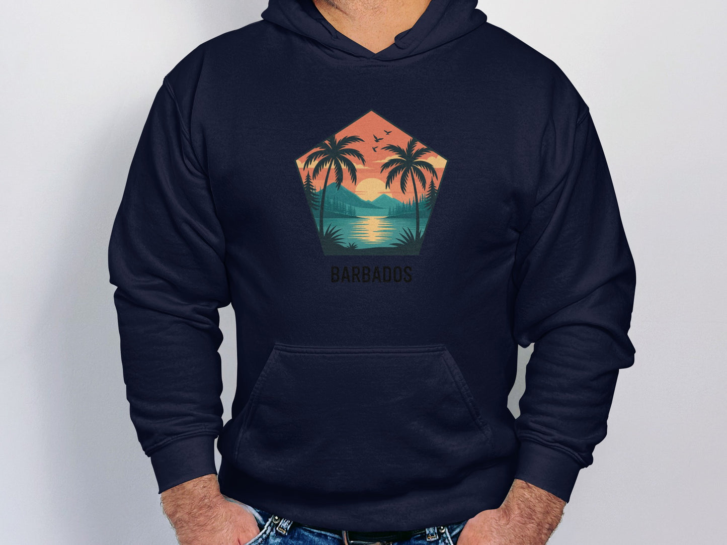Barbados Sunset Print Dark Hoodie product