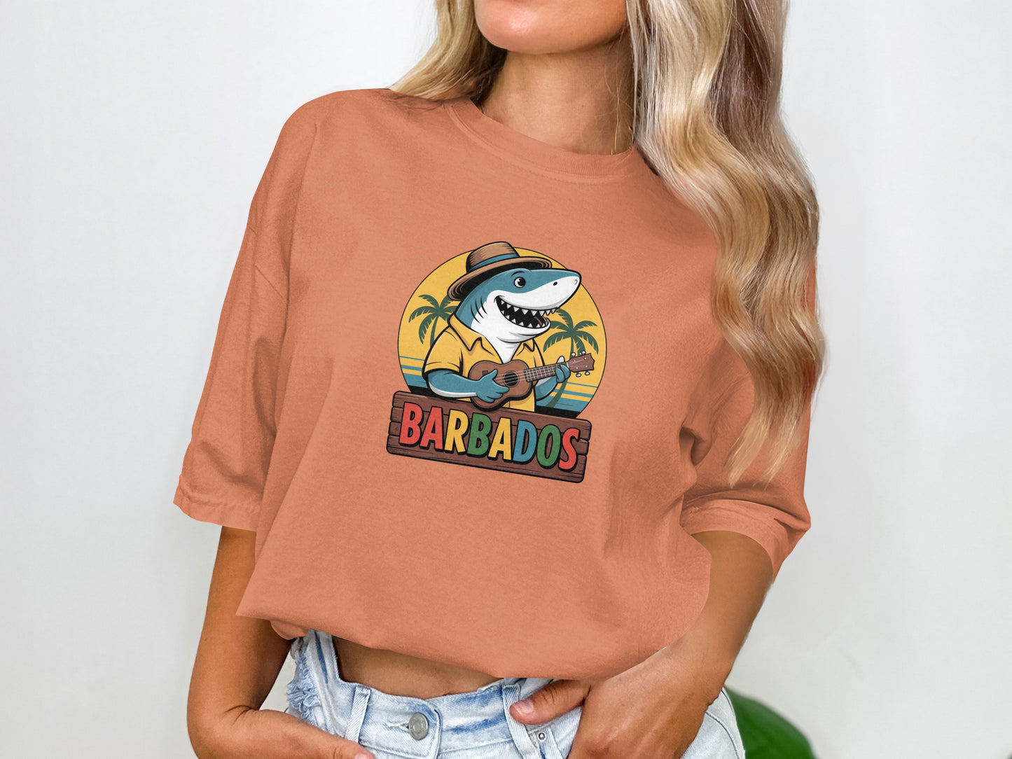 Barbados Shark Playing Ukulele Graphic Shirt product type