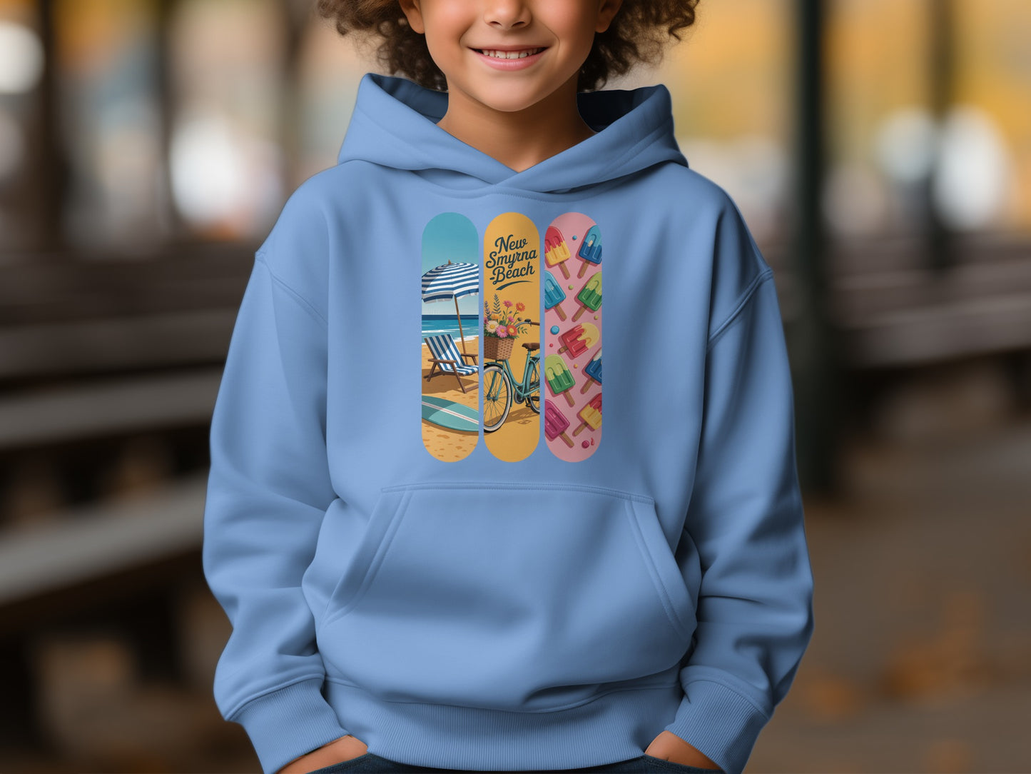 New Smyrna Beach Bicycle Scene Graphic Hoodie product