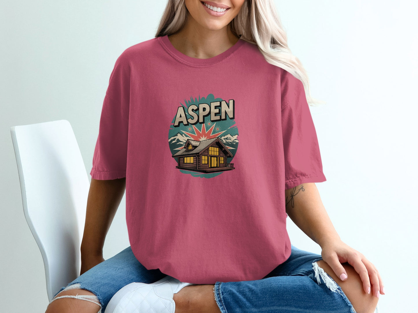 Aspen Cabin Graphic Print Casual Tee product