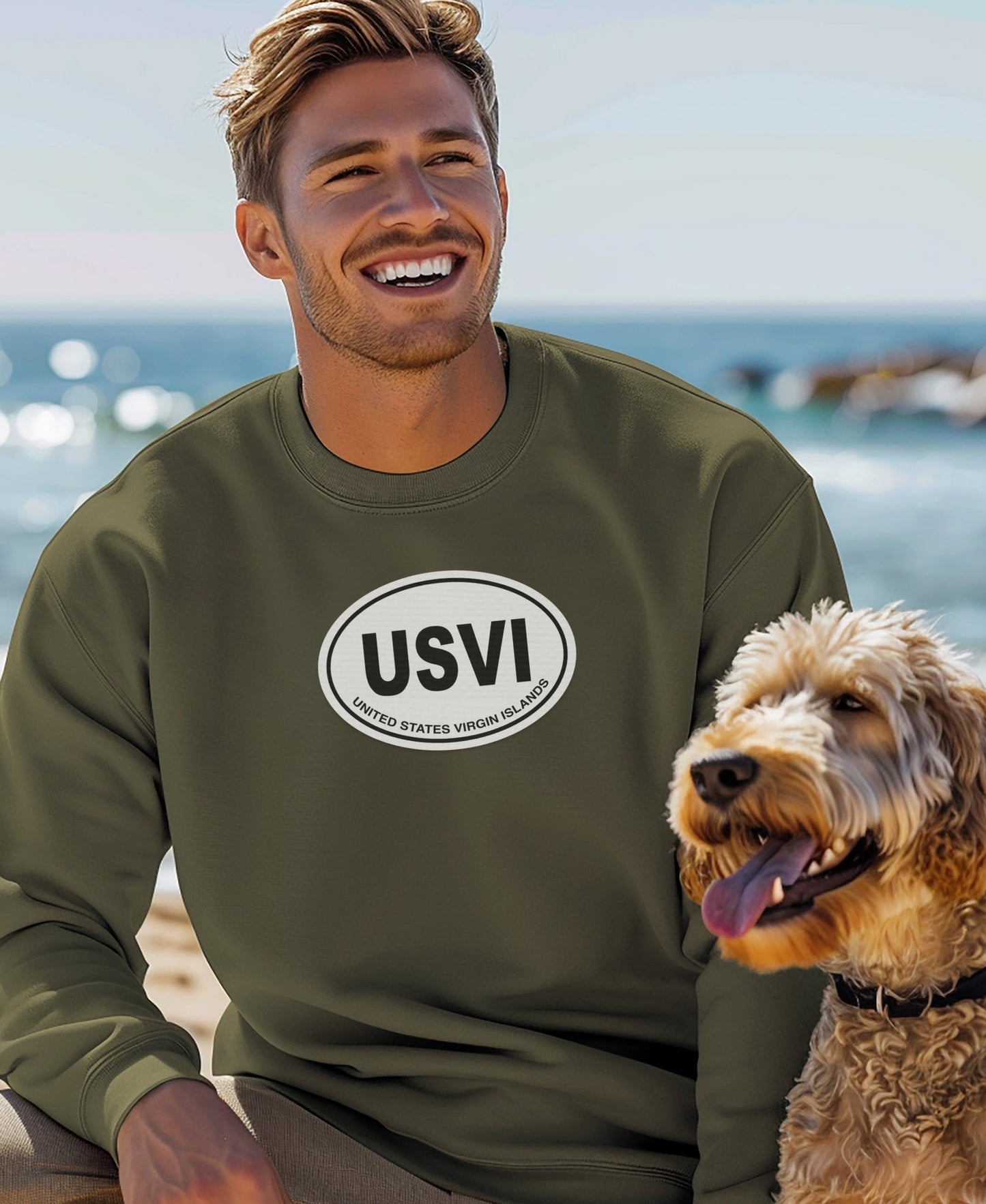 USVI Logo Green Sweater for Casual Style product type