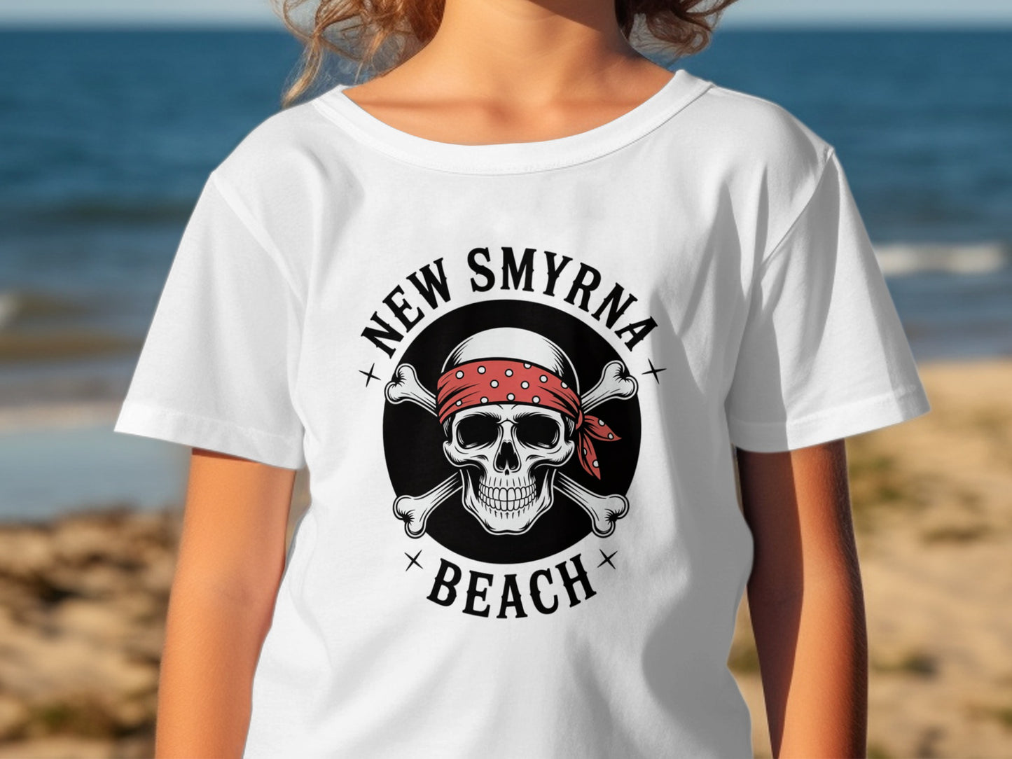 New Smyrna Beach Skull and Crossbones T-shirt product type