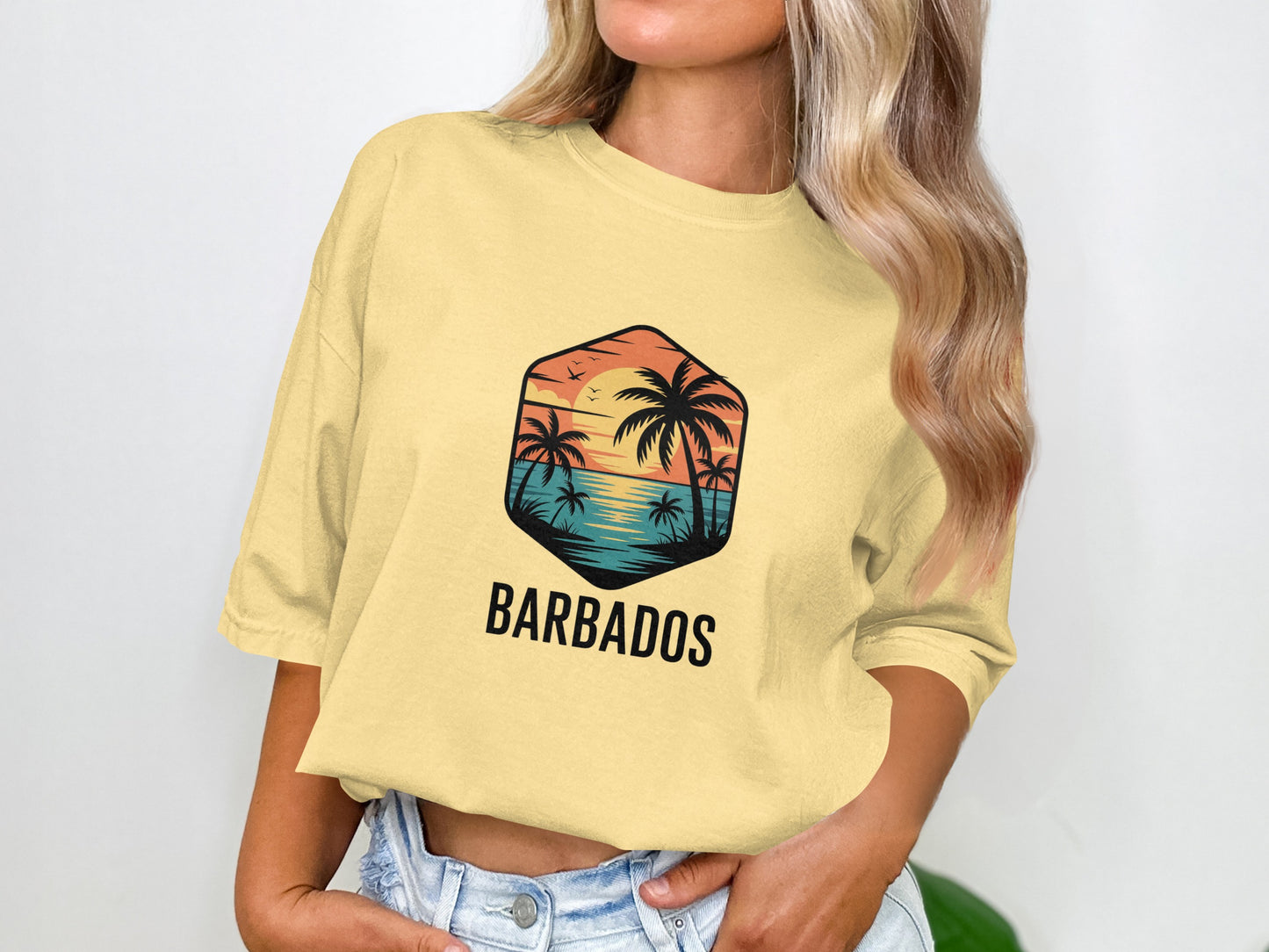 Sunset Beach Barbados Print Casual T-Shirt product