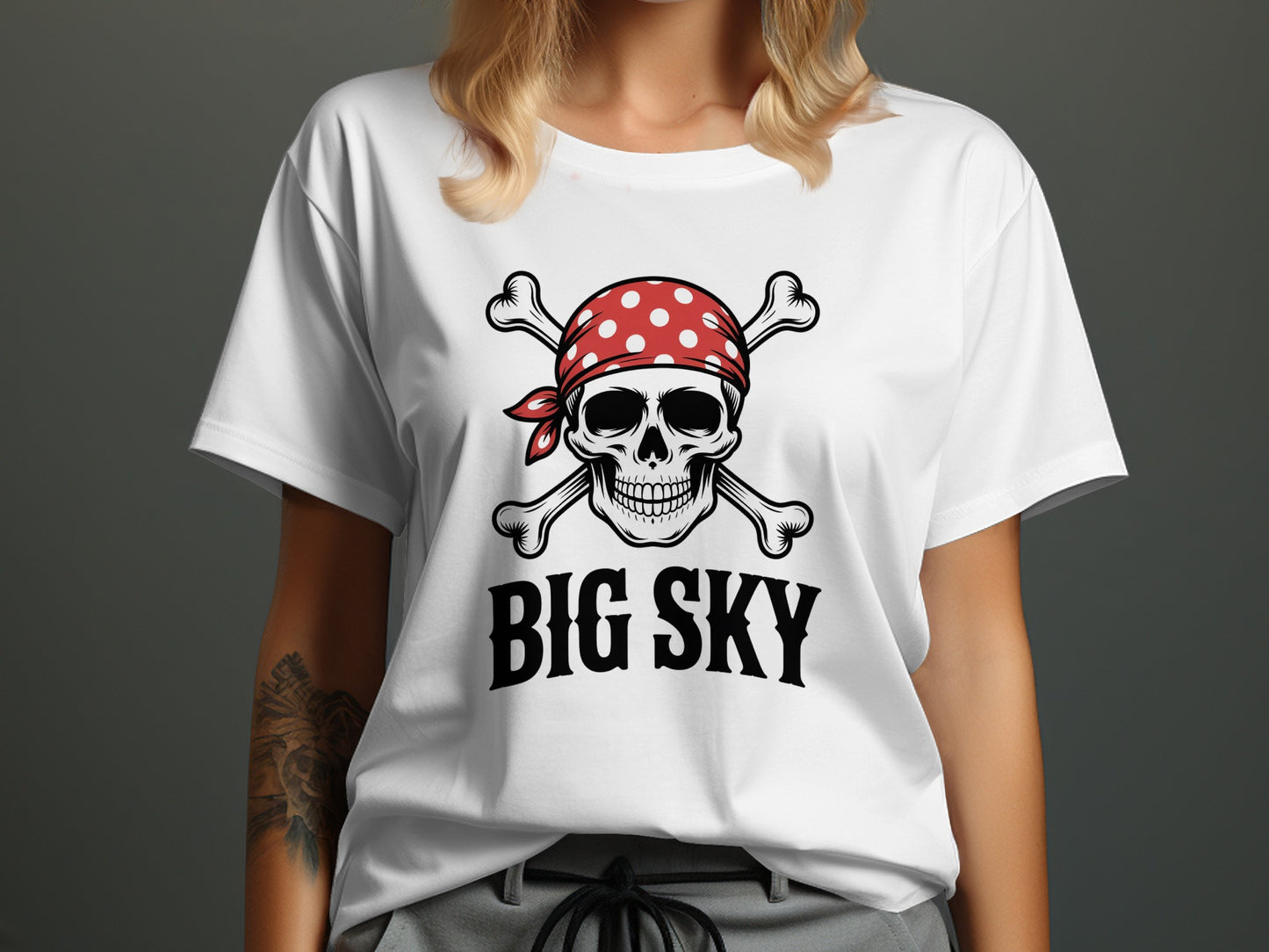 Big Sky Pirate Skull Graphic Tee Shirt product