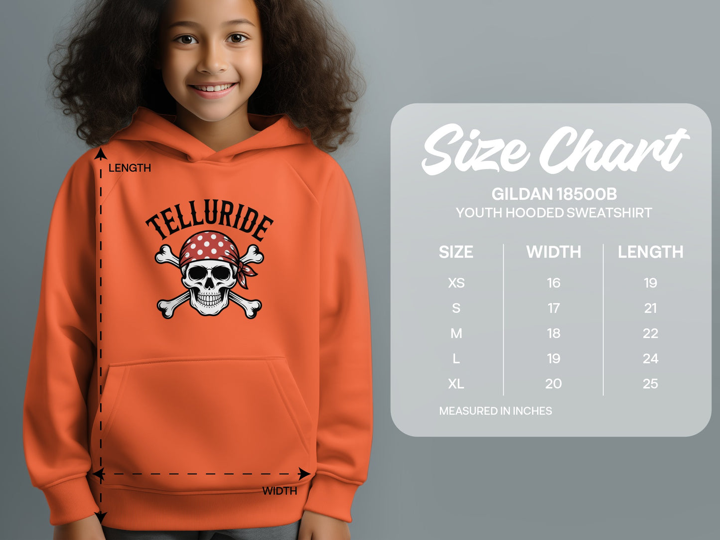 Telluride Skull and Crossbones Youth Hooded Sweatshirt product type