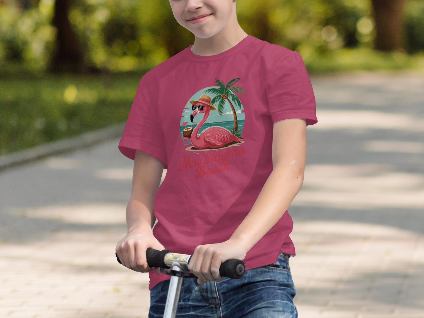 New Smyrna Beach Flamingo Kids T-shirt product type