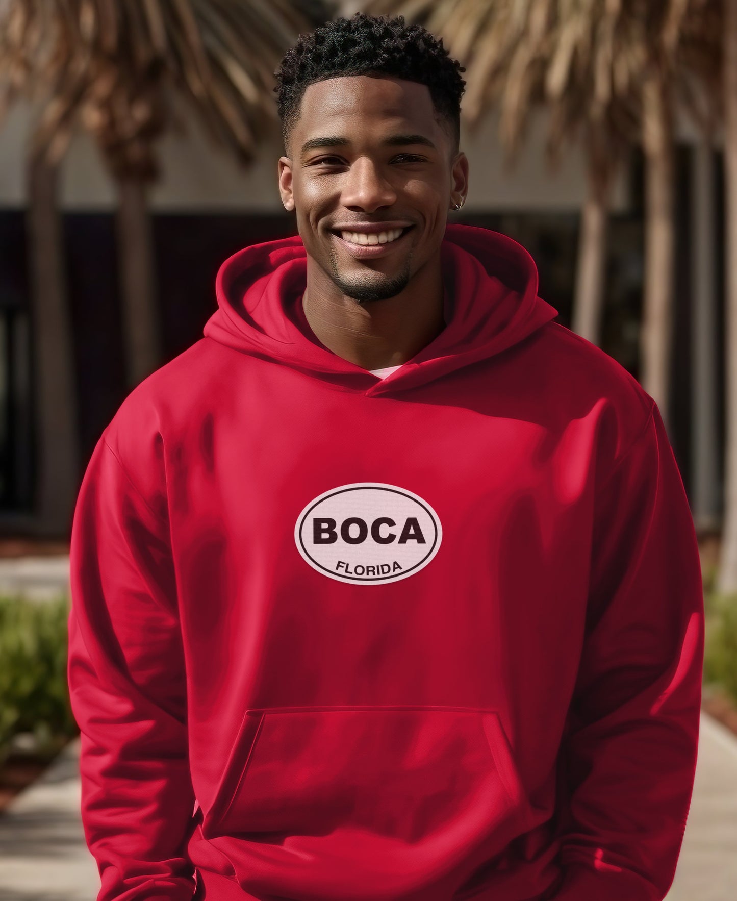 Bold Red BOCA Florida Printed Hoodie product type