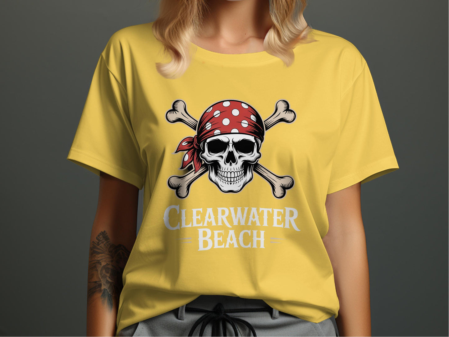 Clearwater Beach Pirate Skull Graphic T-Shirt Product