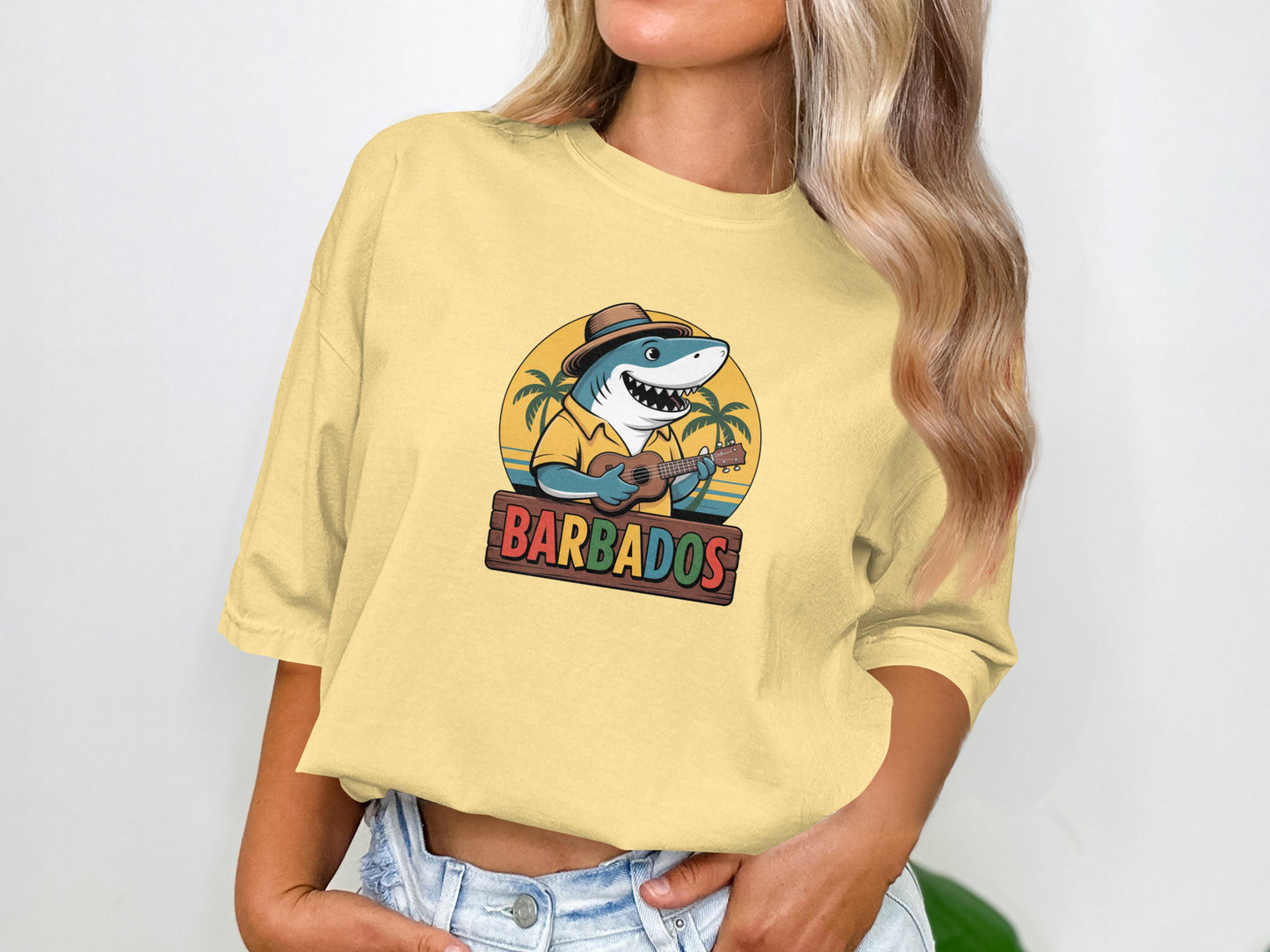 Barbados Shark Playing Guitar Graphic T-shirt product type