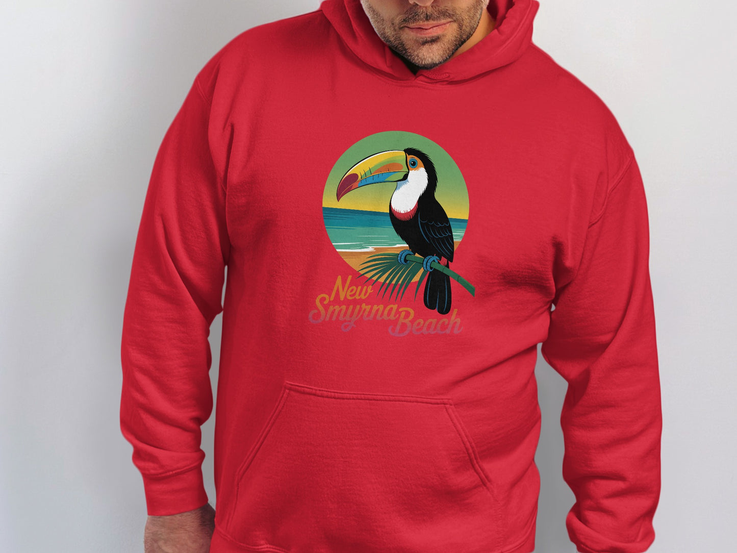 New Smyrna Beach Toucan Printed Hooded Sweatshirt product type