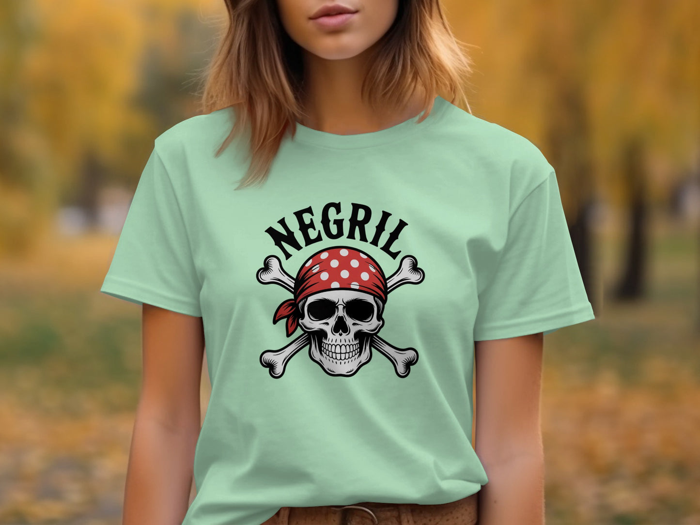 Negril Pirate Skull With Bandana Graphic T-Shirt product