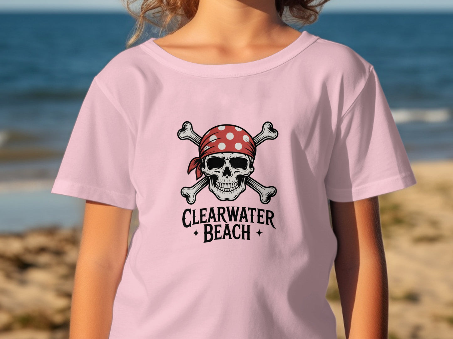 Clearwater Beach Skull Pirate Themed T Shirt product type