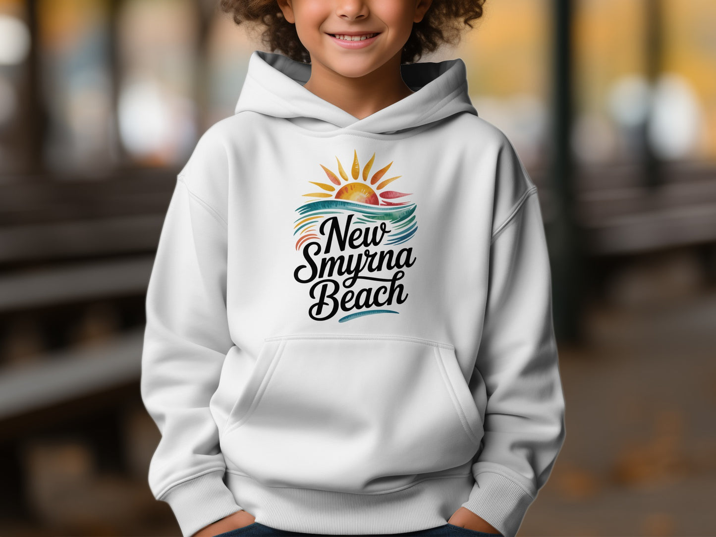 New Smyrna Beach Hoodie with Colorful Sunrise product type