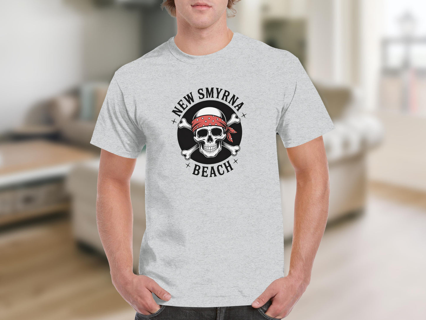 New Smyrna Beach Skull Pirate Graphic T-Shirt product type