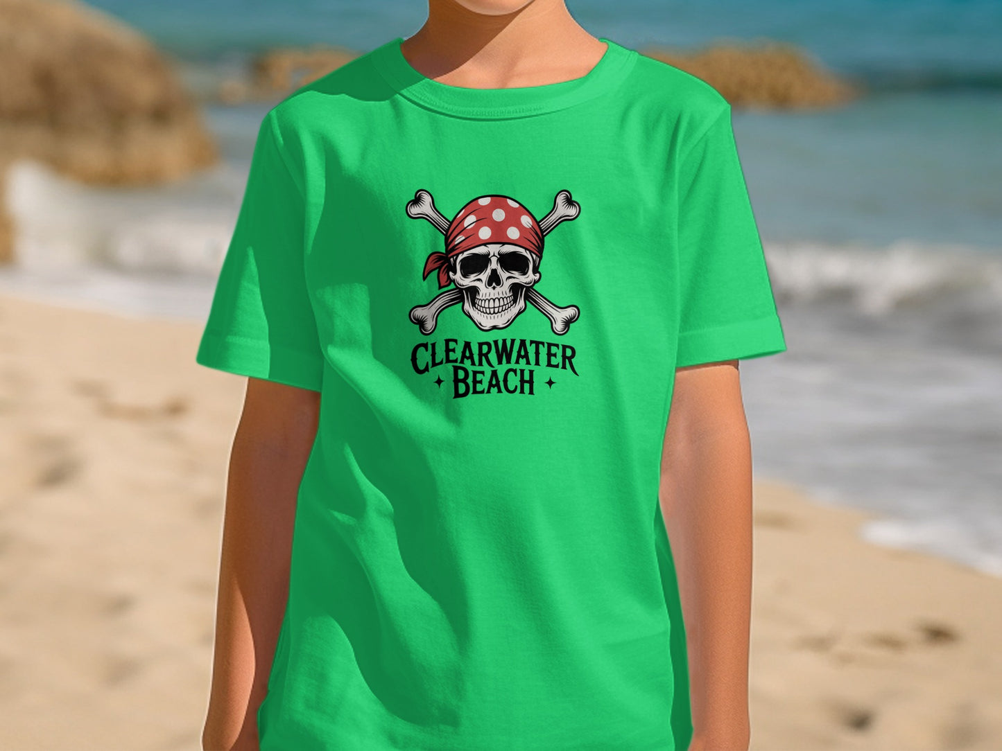 Clearwater Beach Pirate Skull Graphic T-Shirt product type