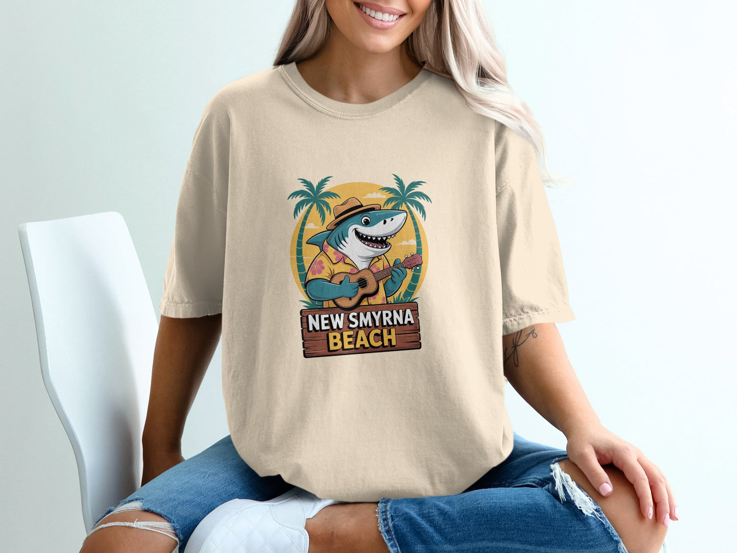 New Smyrna Beach Shark Playing Guitar Graphic Tee product
