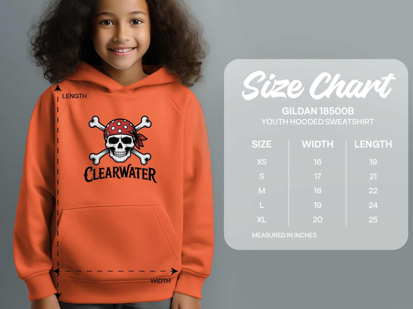 Skull and Crossbones Clearwater Youth Hooded Sweatshirt