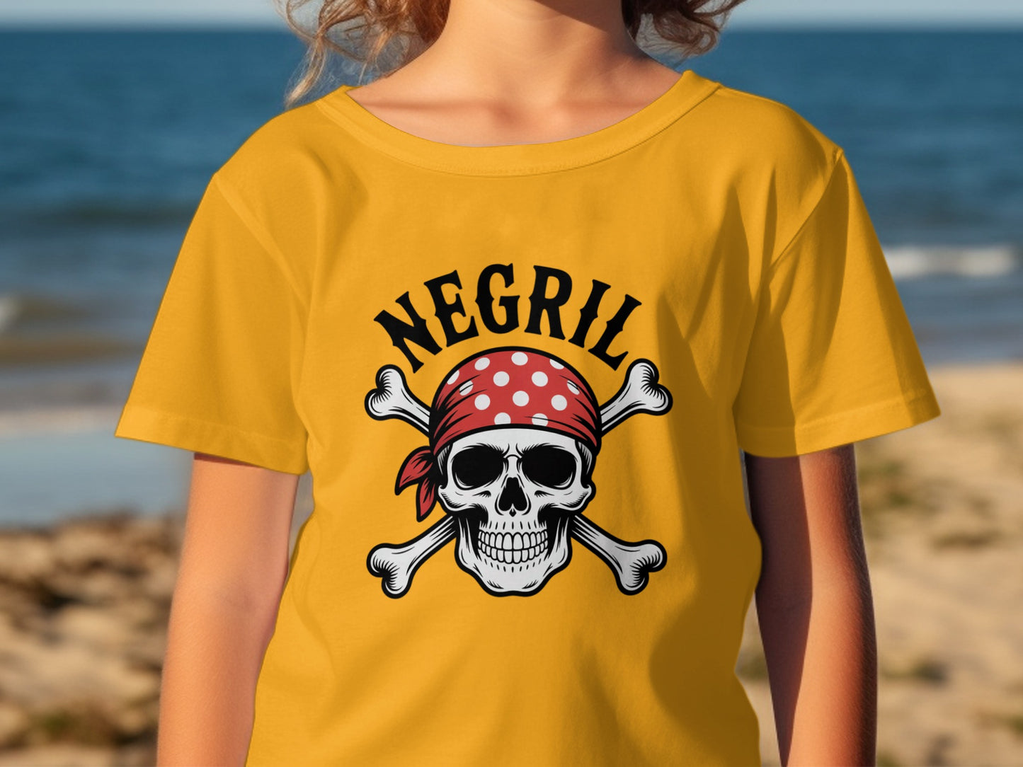 Negril Skull and Crossbones Graphic Yellow T-shirt product