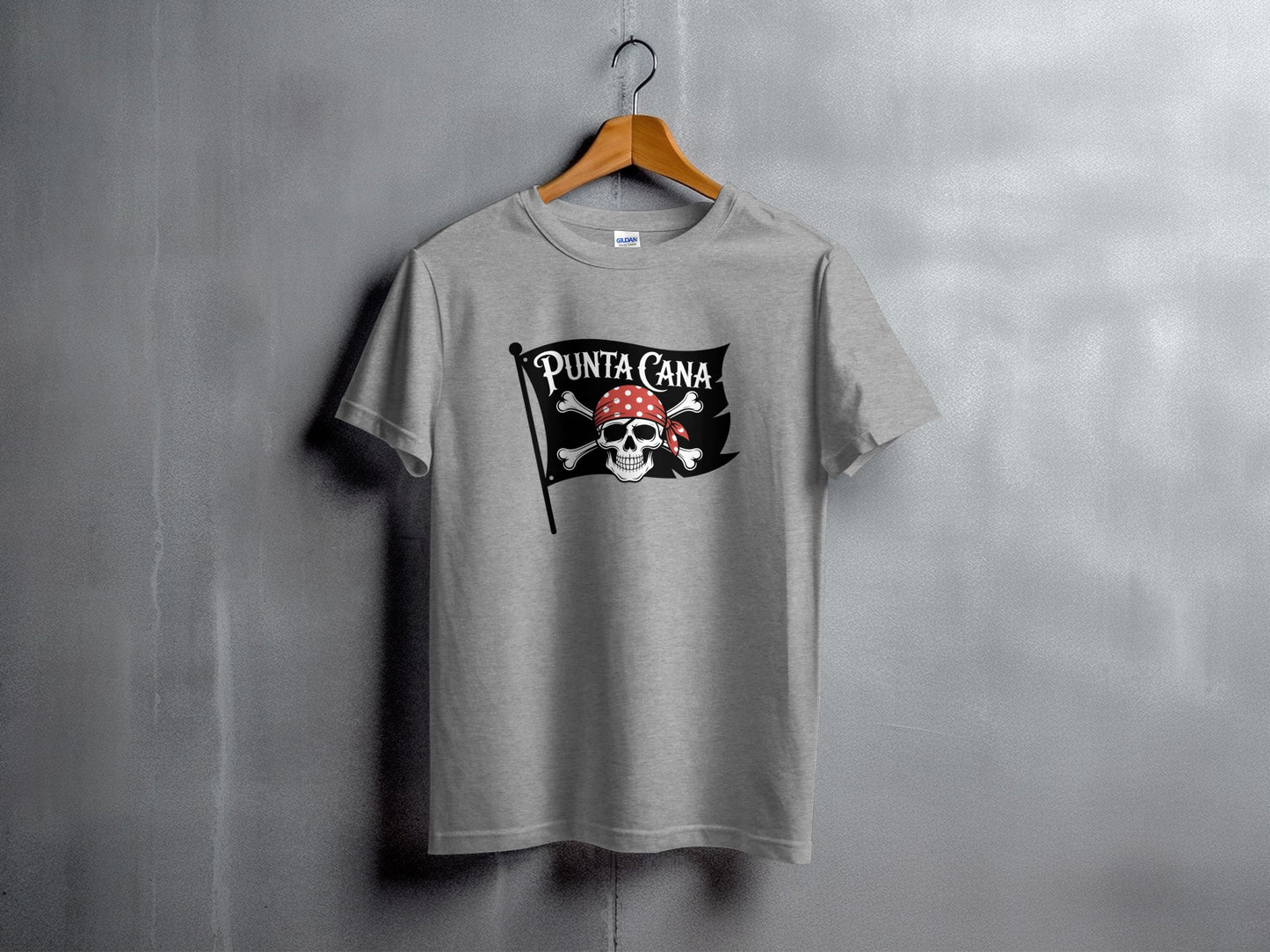 Punta Cana Skull Flag Grey T Shirt product type