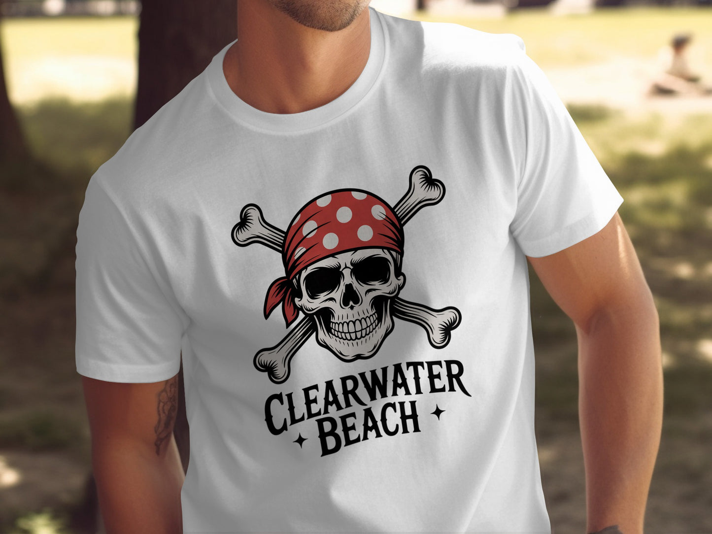 Clearwater Beach Skull Pirate Graphic T-Shirt product