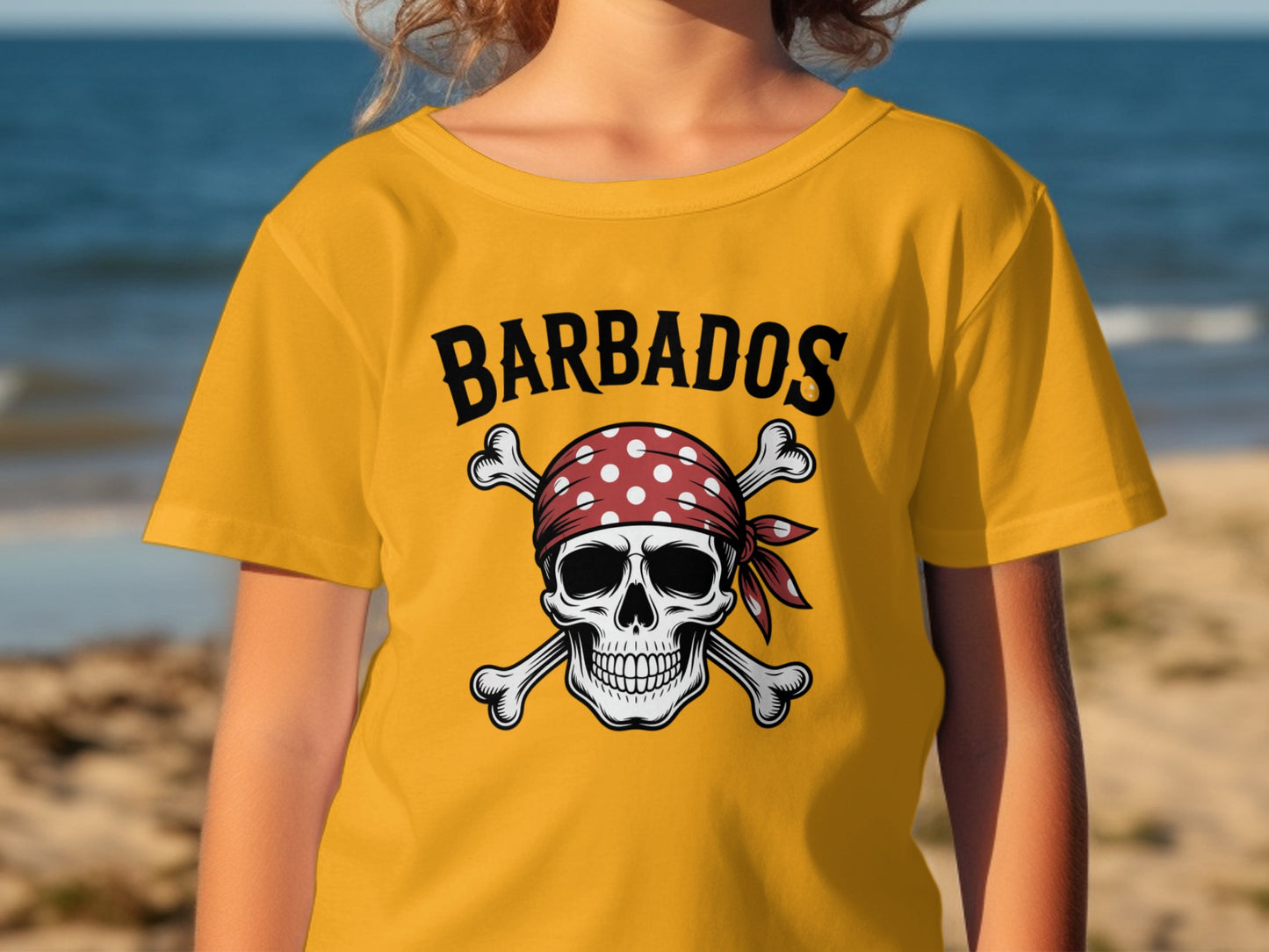 Barbados Skull Pirate Red Bandana Graphic T-shirt product type