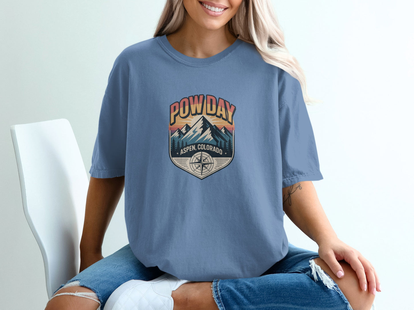 Vintage Aspen Colorado Mountain Pow Day T-Shirt product