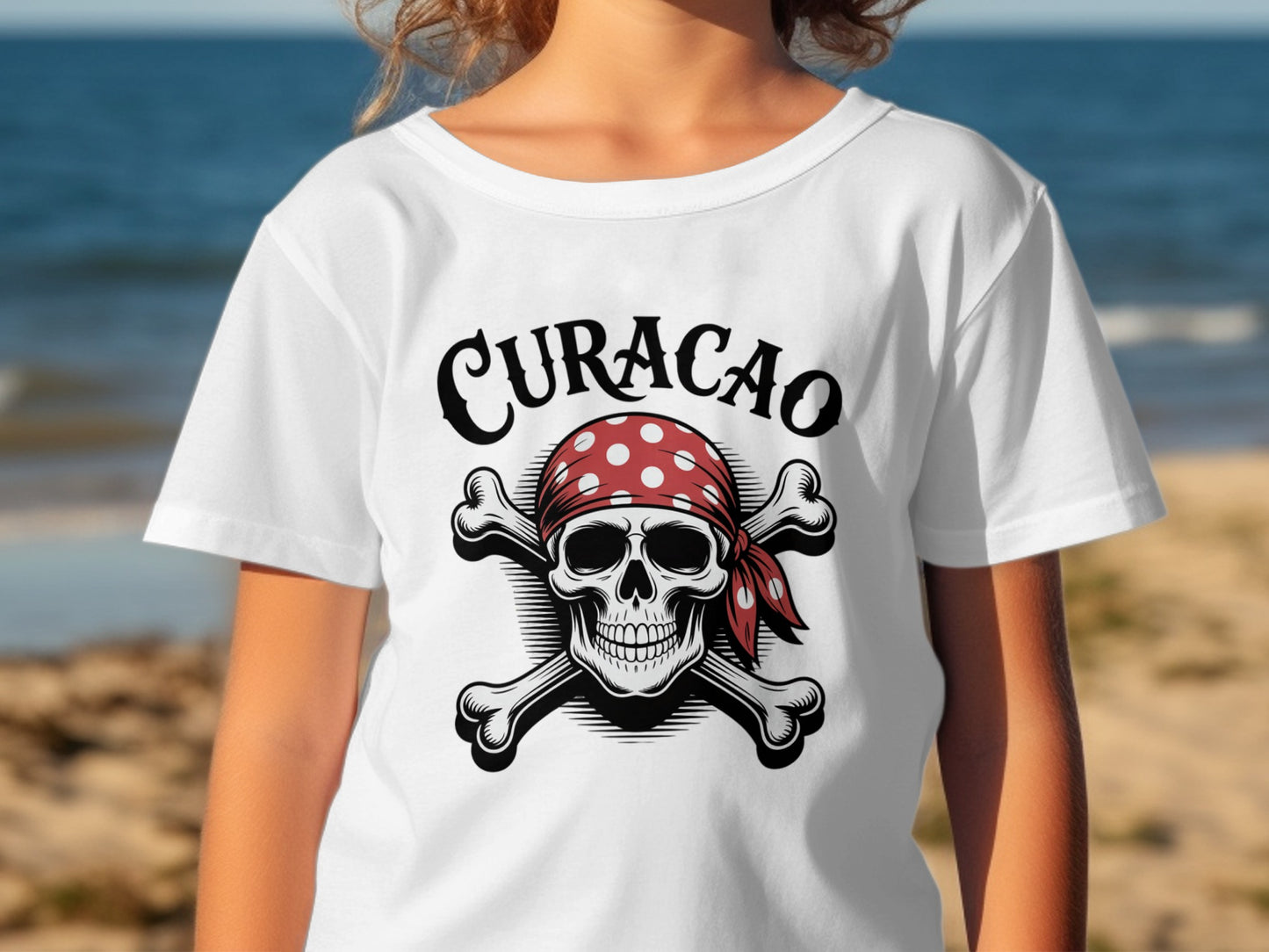 Curacao Pirate Skull with Bandana Graphic T-Shirt product
