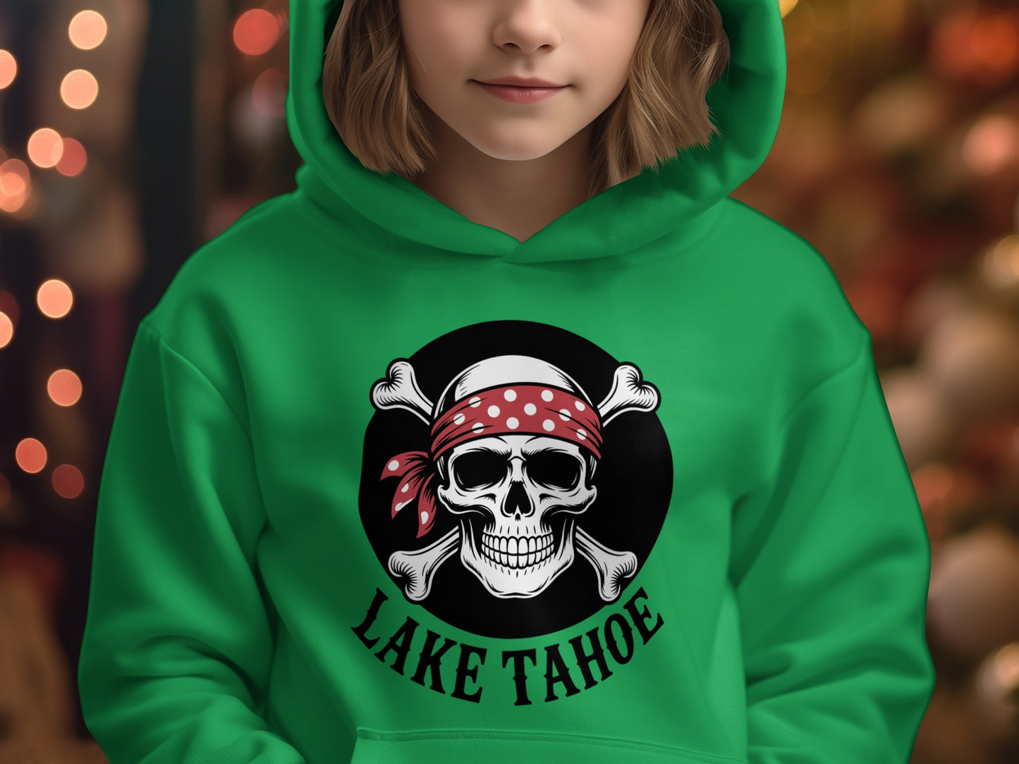 Vibrant Green Lake Tahoe Skull Hoodie product type