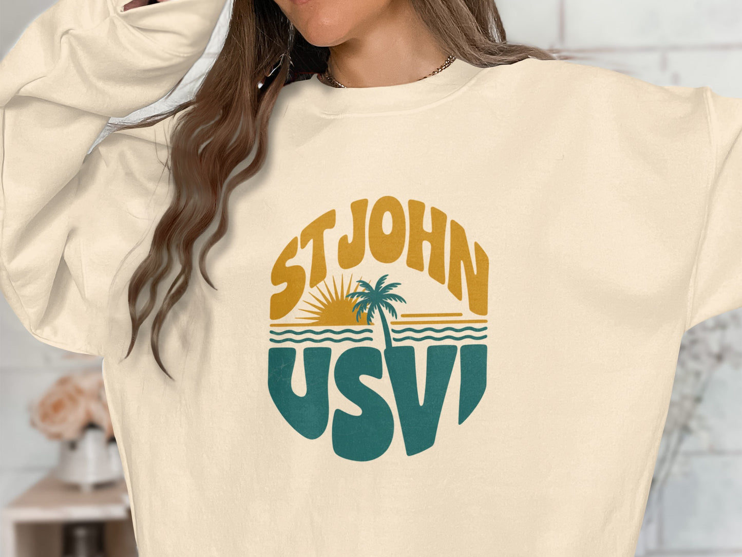 St John USVI Graphic Retro Style Crewneck Sweatshirt product