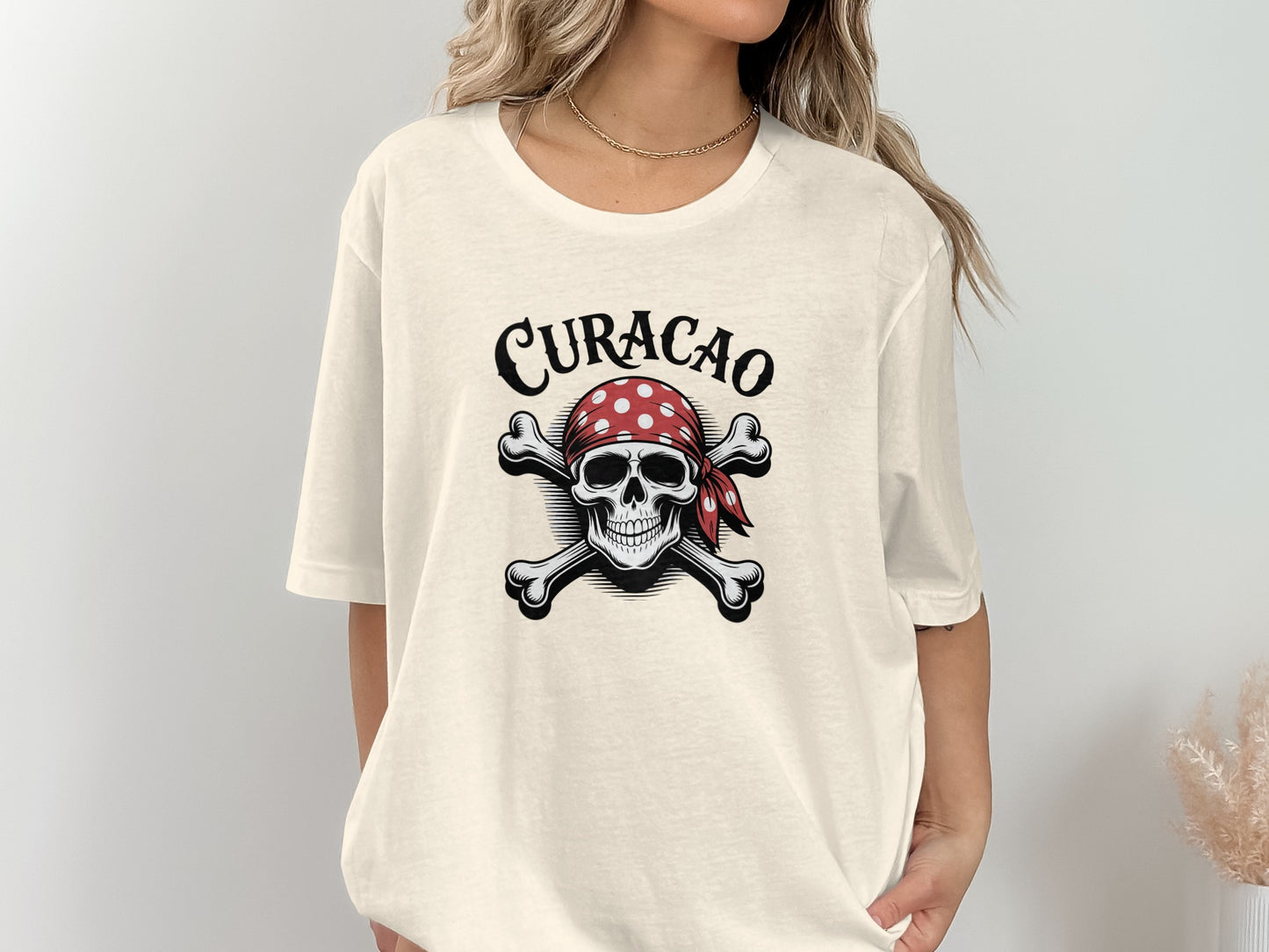 Curacao Pirate Skull Graphic Design T-shirt product