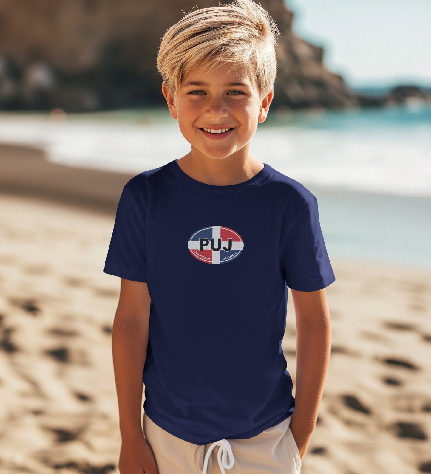 PUJ Blue Beach Graphic T-Shirt for Kids product
