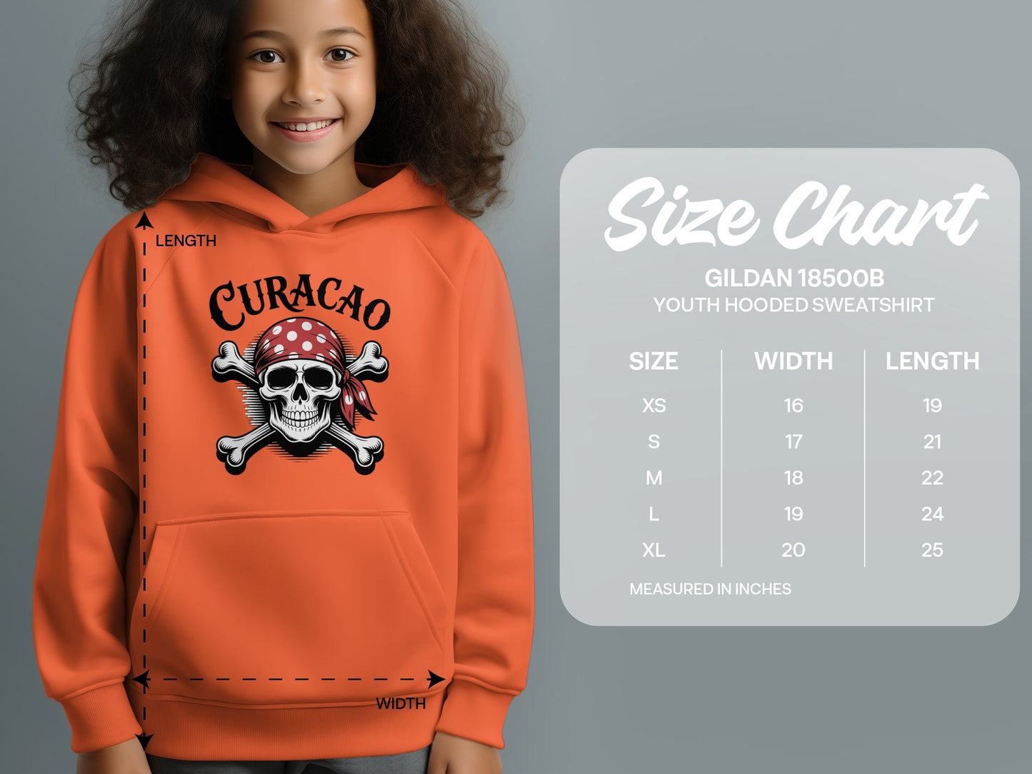 Curacao Pirate Skull Youth Hooded Sweatshirt product