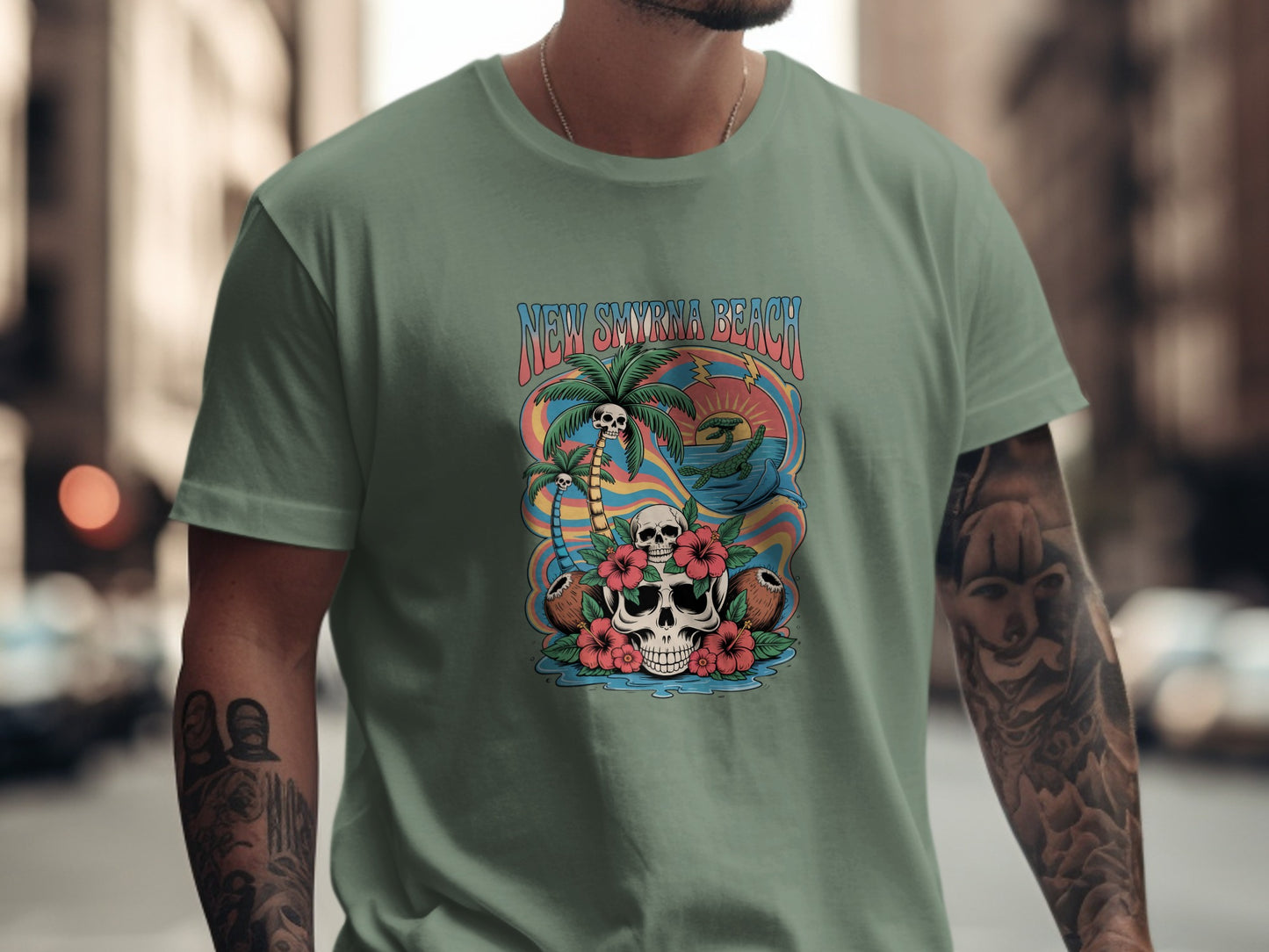 New Smyrna Beach Skull Design T-shirt product type