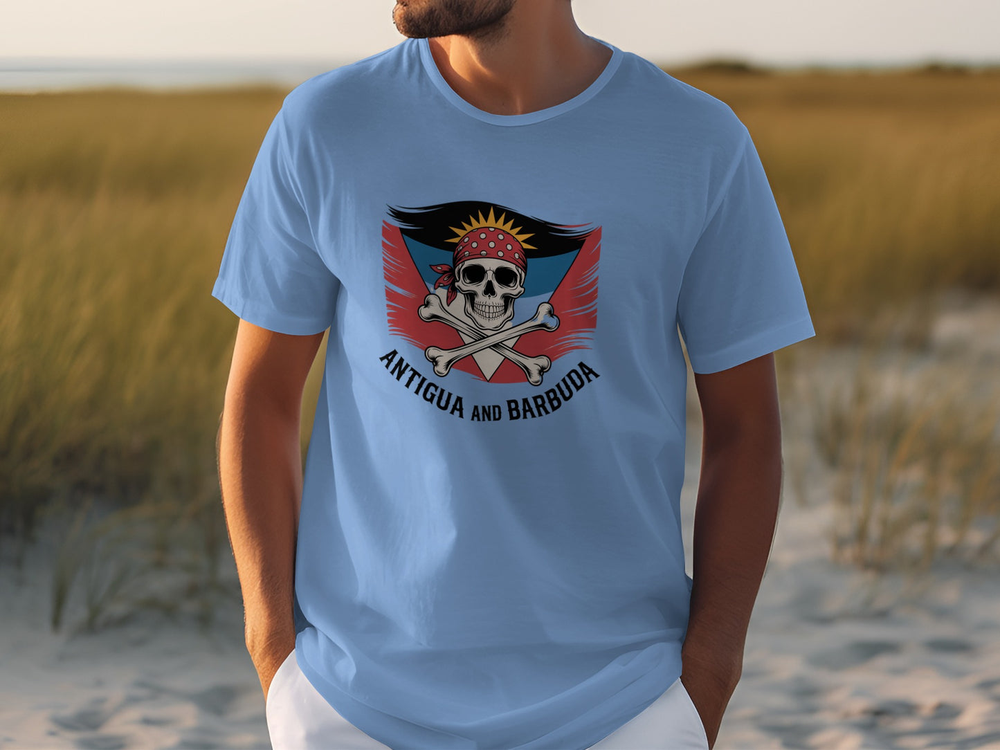 Antigua and Barbuda Skull Print T-shirt product