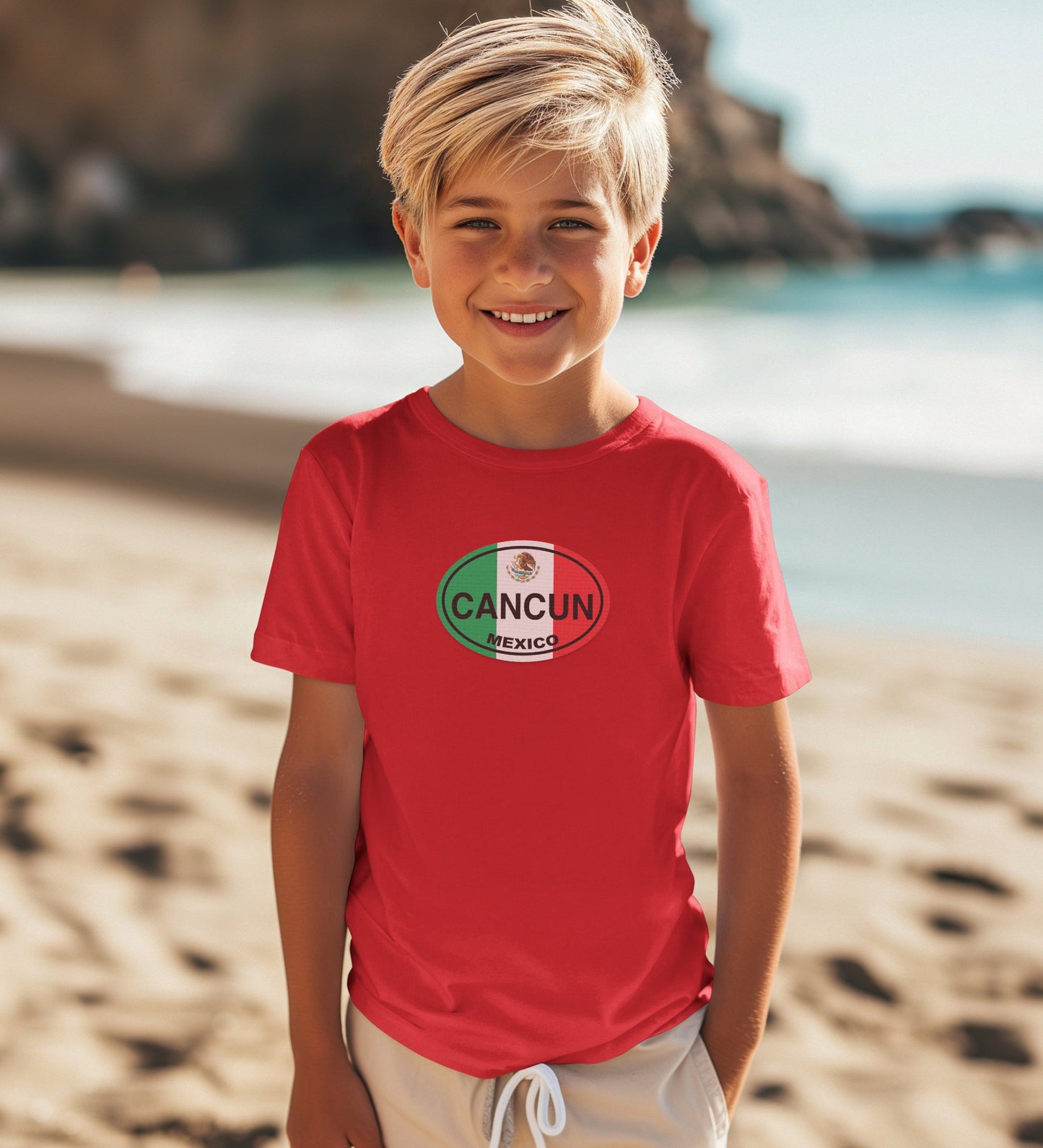 Cancun Mexico souvenir beach red t-shirt product type