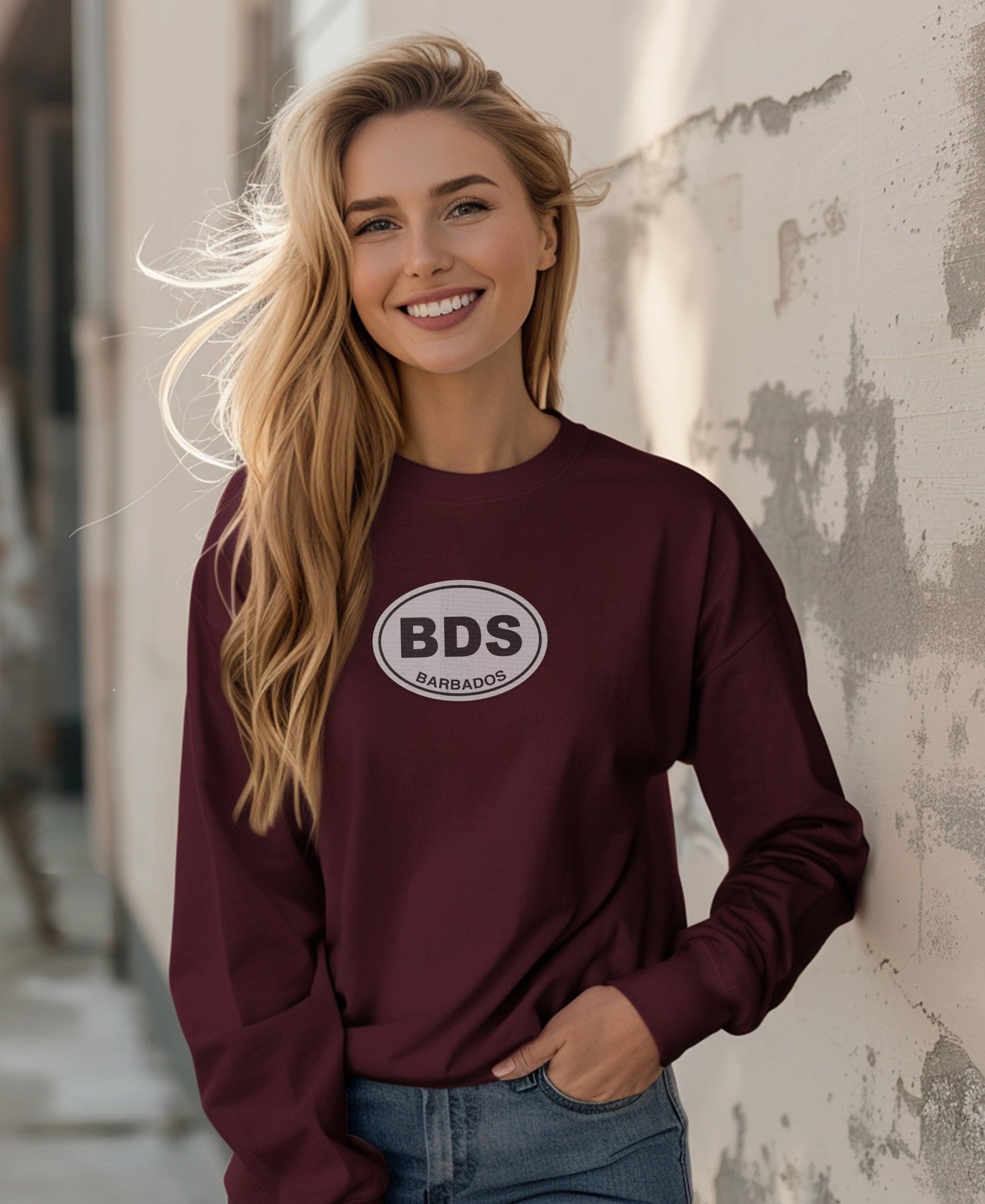 Stylish BDS Barbados Logo Burgundy Sweatshirt product