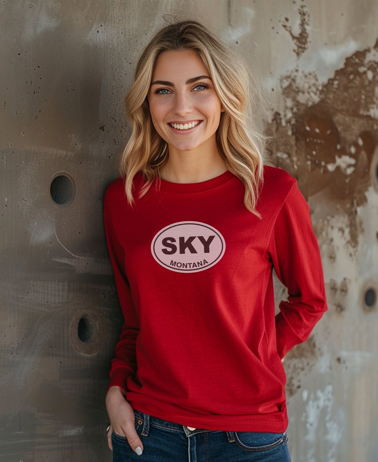 Radiant Red Sky Montana Graphic Long Sleeve Shirt product